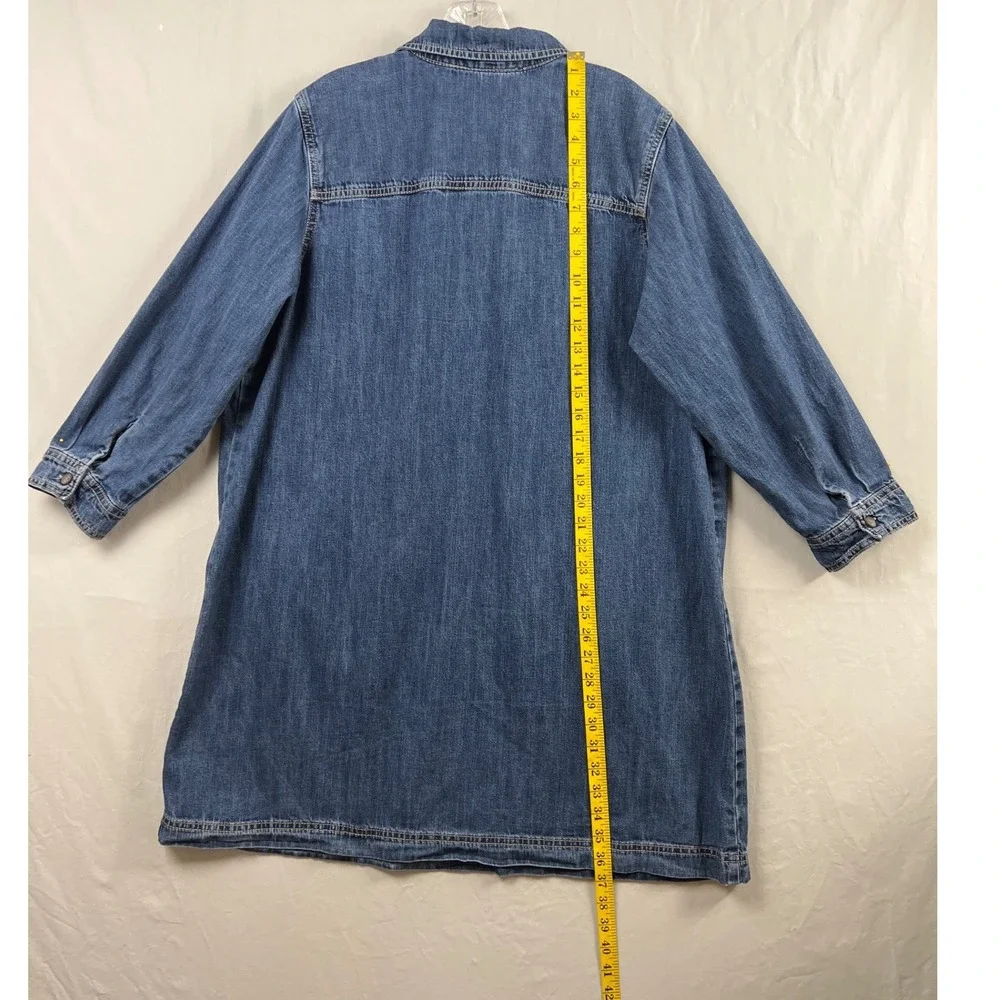 Old Navy Denim Shift Dress Womens XL Blue Long Sleeve Button Pocket Tunic - Picture 4 of 8